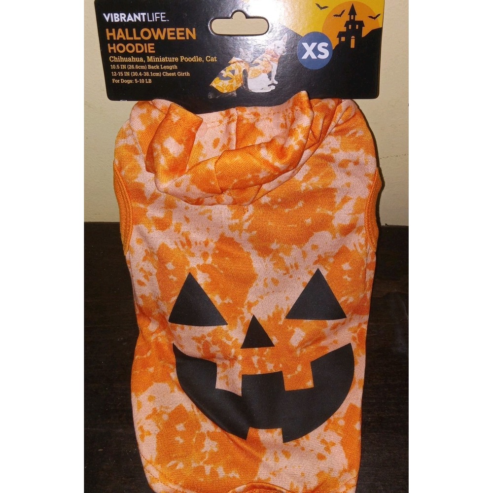 NWT Vibrant Life Dog Halloween Hoodie Shirt Costume PUMPKIN SZ XS